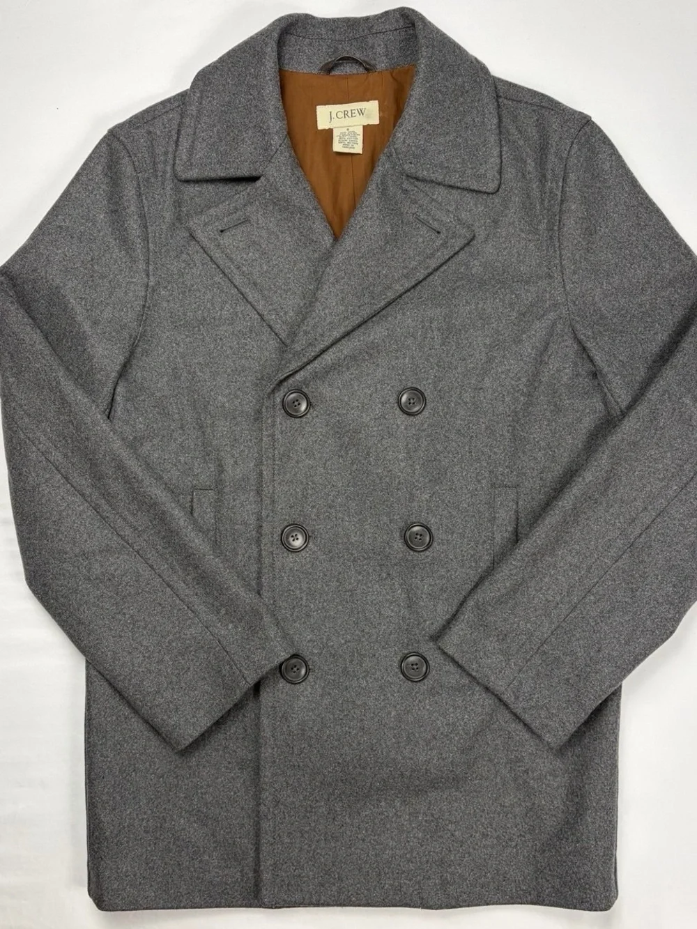 J.Crew Men’s Gray Wool Double Breasted Peacoat Size S